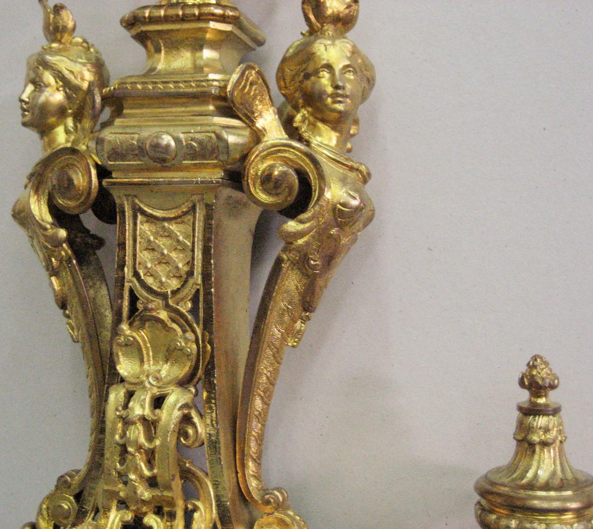 Chenêts Napoleon III Gilt Bronze-photo-3