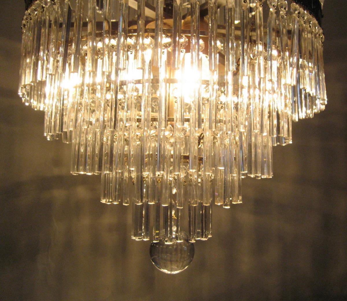 Chandelier Palmettes And Bars Glass, Start 20th-photo-3