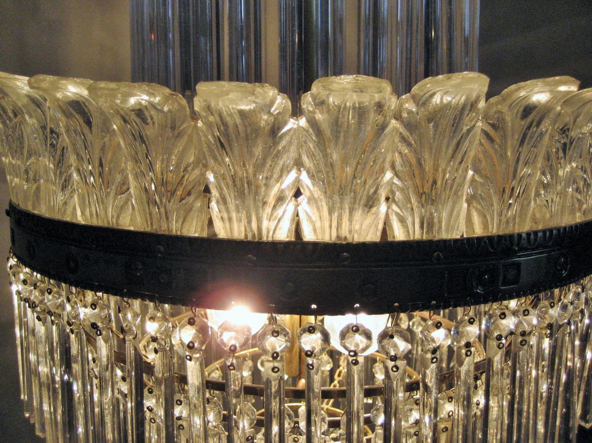 Chandelier Palmettes And Bars Glass, Start 20th-photo-1