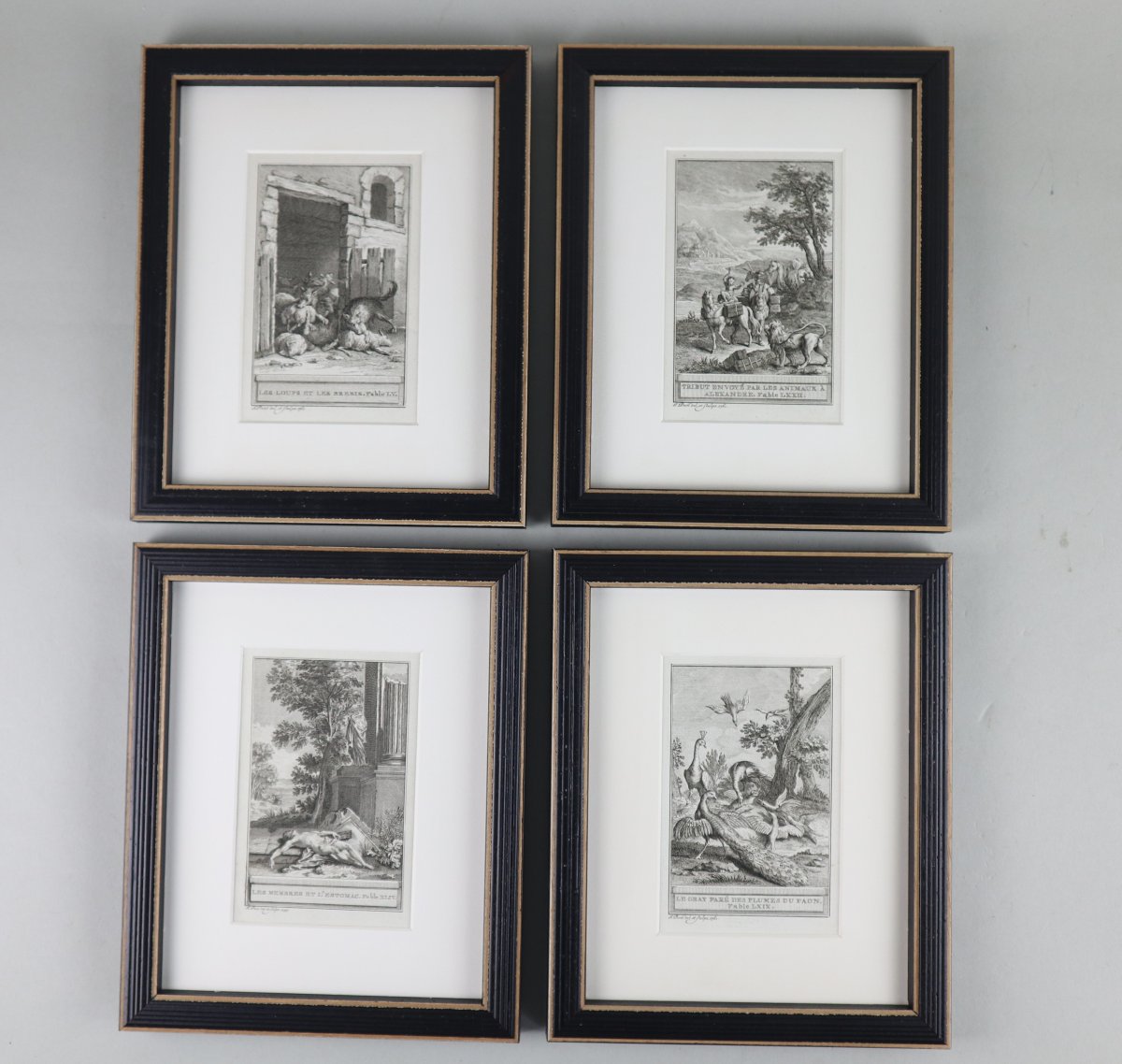 La Fontaine's Fables, A Set Of 28 Framed Prints, 1758.-photo-1