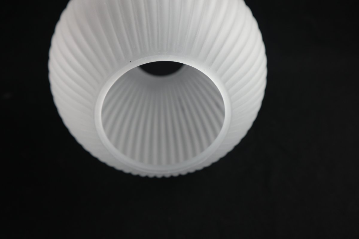 Globe, Ball, For Oil Or Gas Lamp, Ribbed Molded Glass, Diameter 175mm.-photo-2