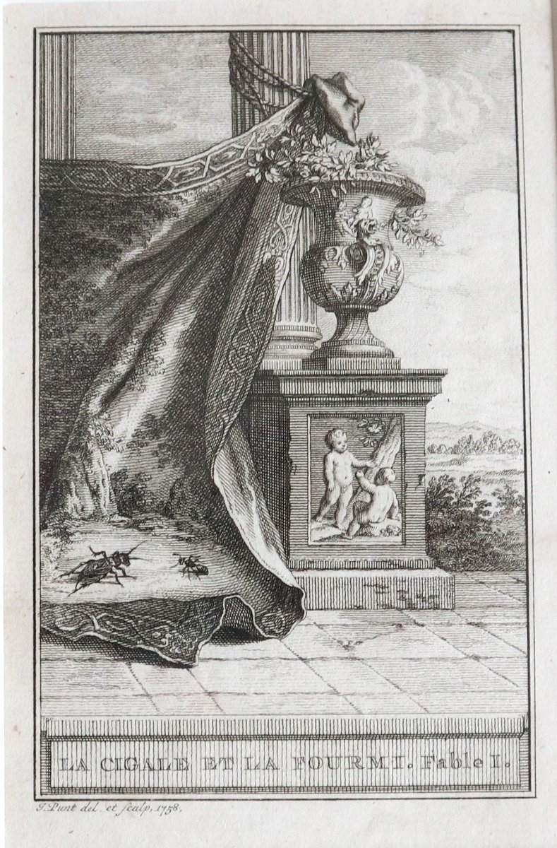 Les fables de La Fontaine, ensemble de 16 estampes encadrées, 1758.-photo-3