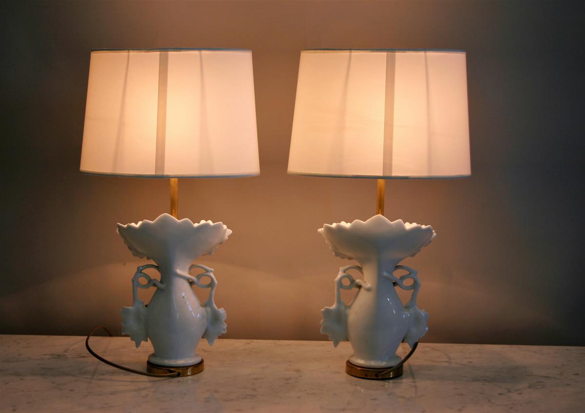 Pair Wedding Vase Mounted As Lamp-photo-4