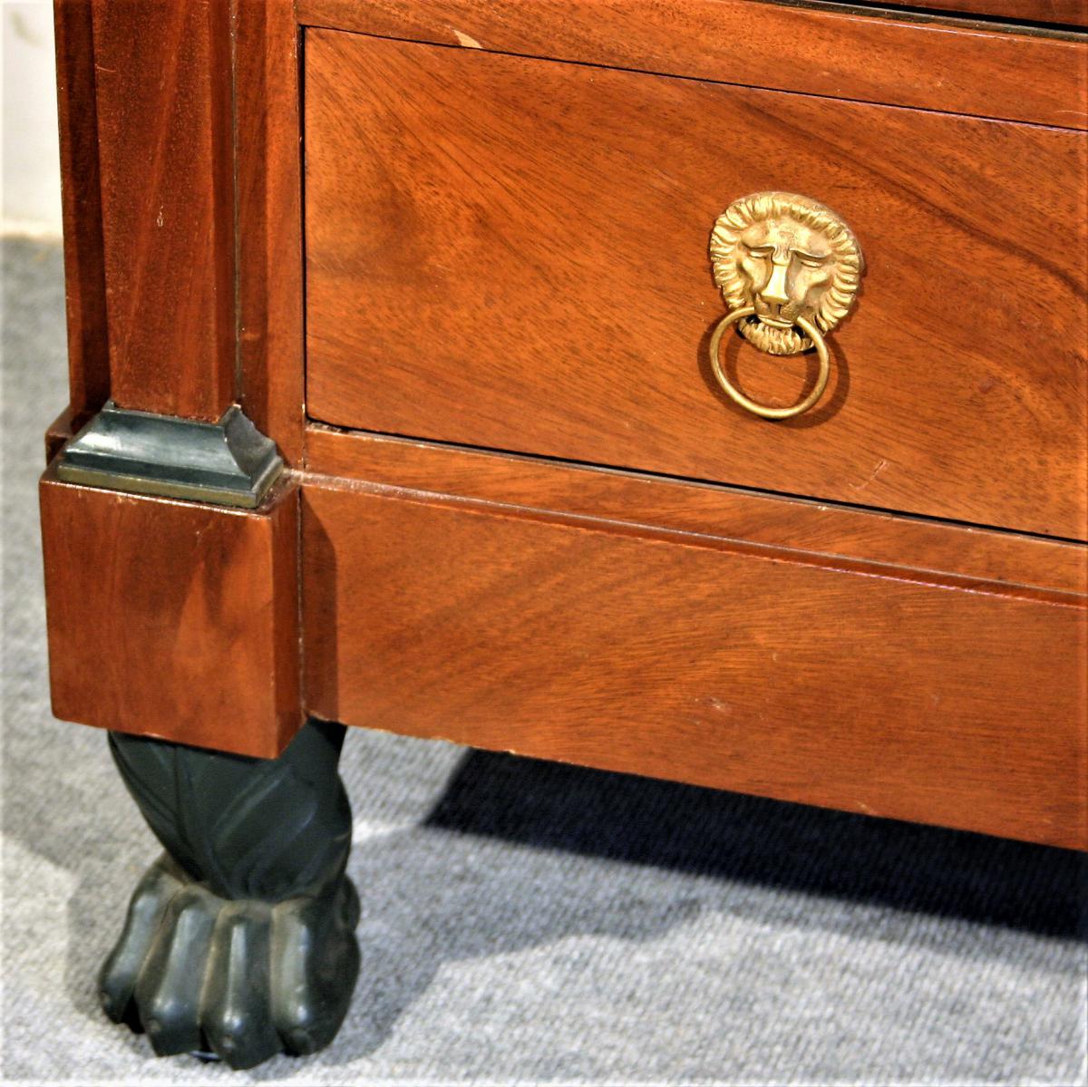 Secretary Empire With Leather, Mahogany And Gold Bronzes-photo-4