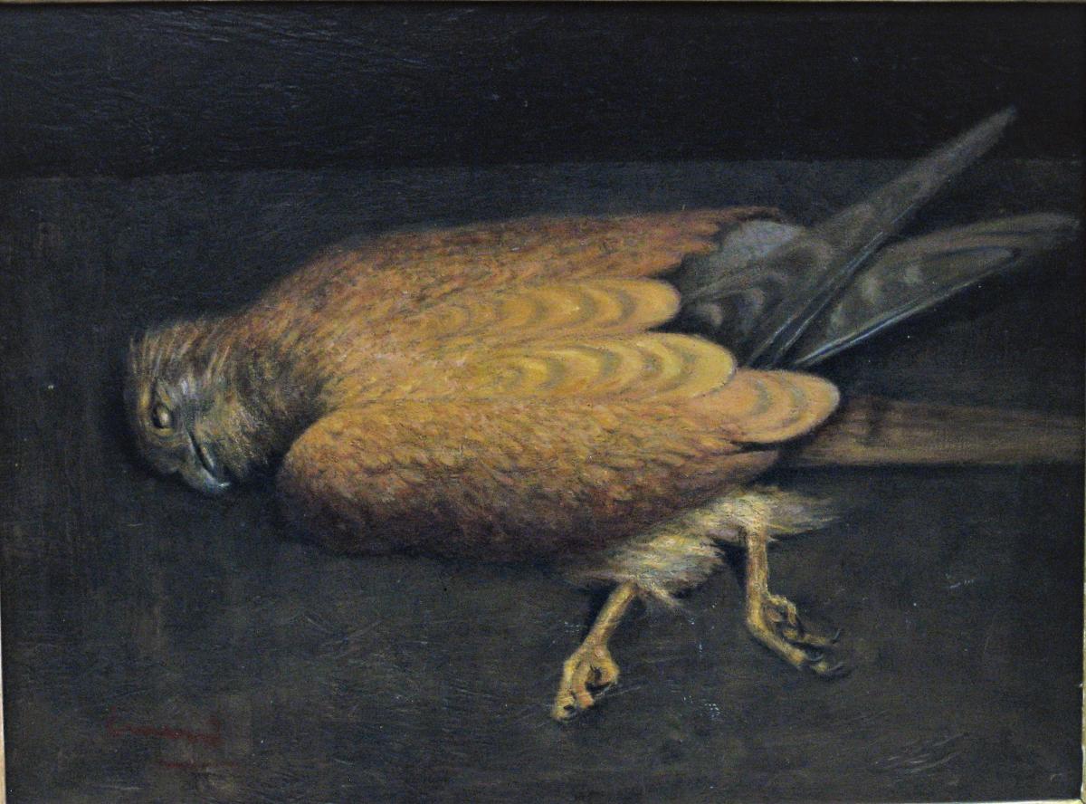 Still Life With The Partridge, Oil On Panel, French School Of The Twentieth Century-photo-2