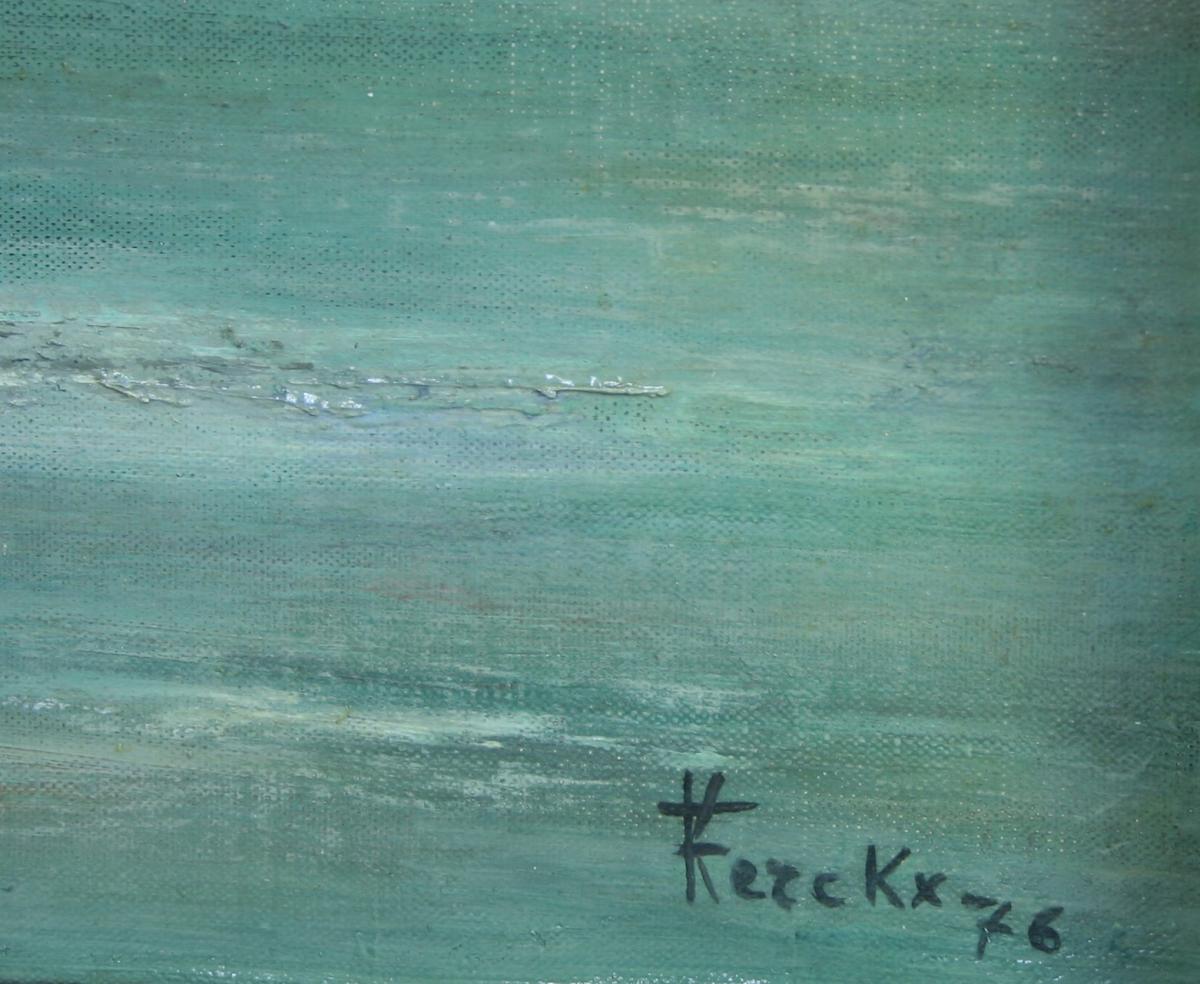 Francine Kerckx, "sky And Sea", Oil On Canvas Framed-photo-3