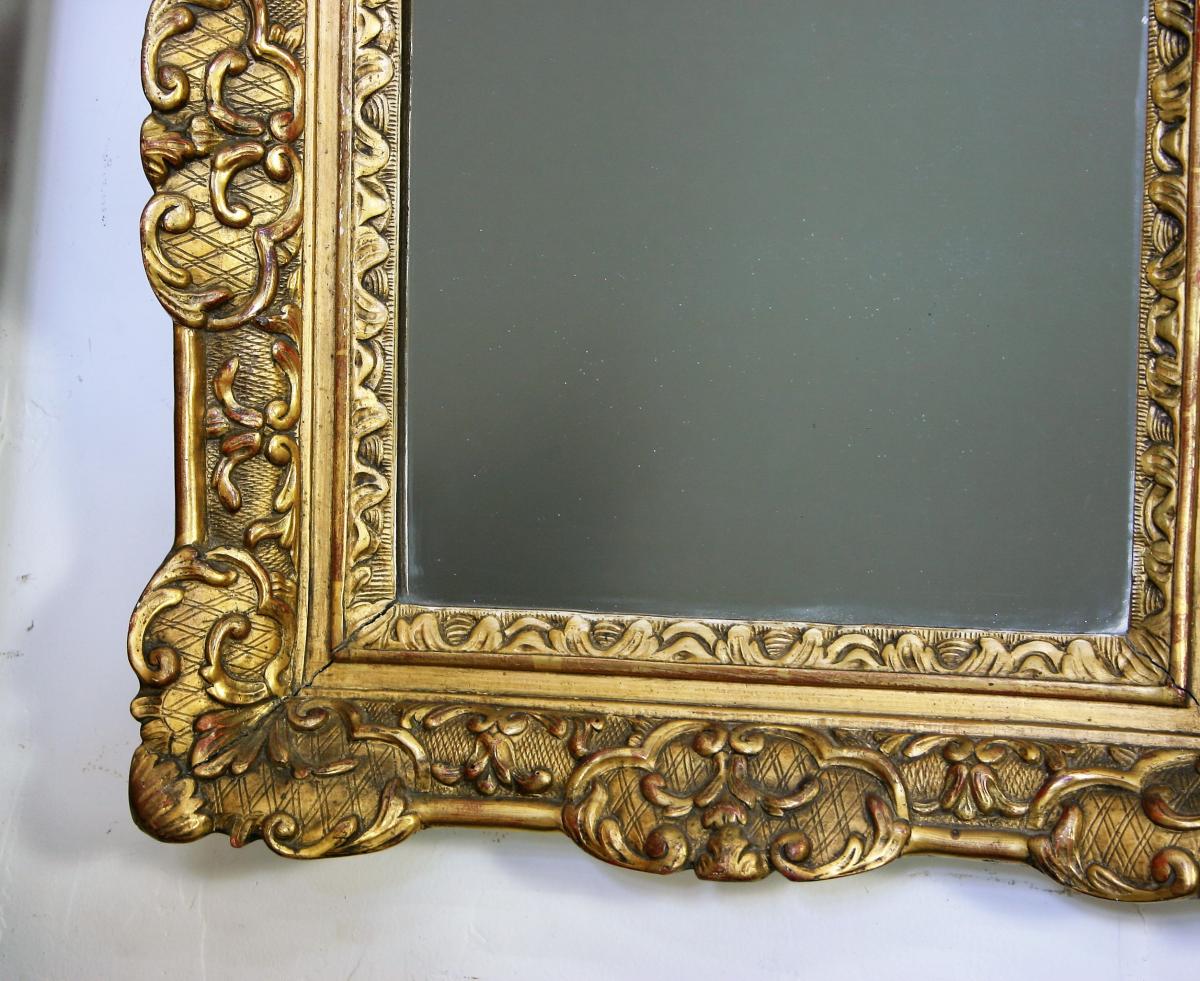 Miroir En Bois Et Stuc Doré d'époque Régence-photo-2