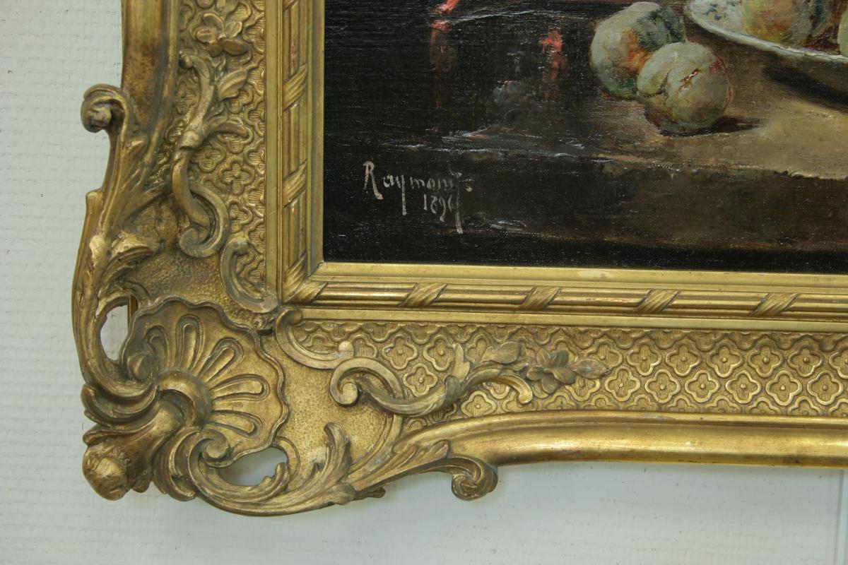 Casimir Raymond, Still Life With Queens-claudes, In A Golden Frame-photo-3