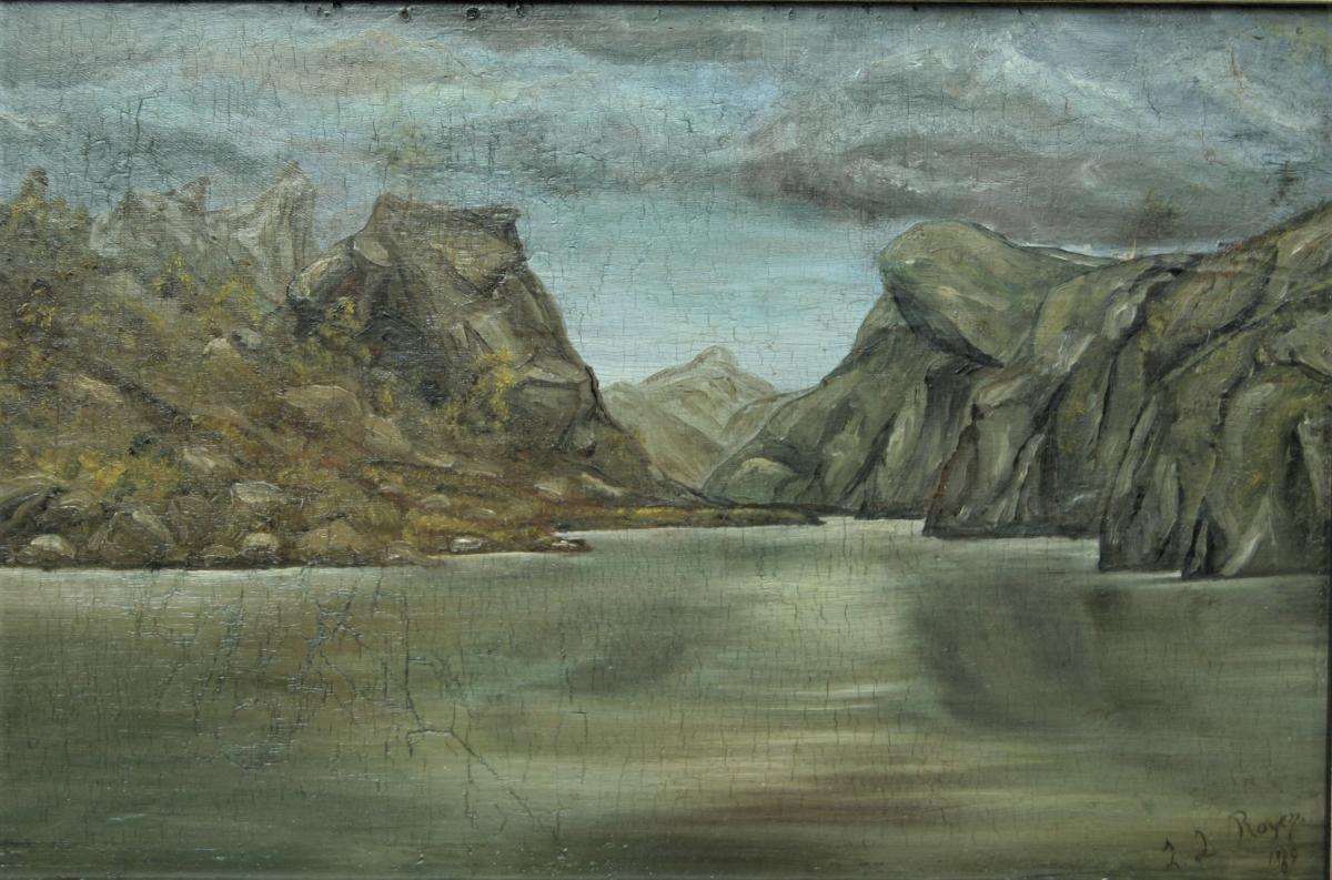 Dreamlike Landscape, Oil On Panel Signed, Dated 1889-photo-2