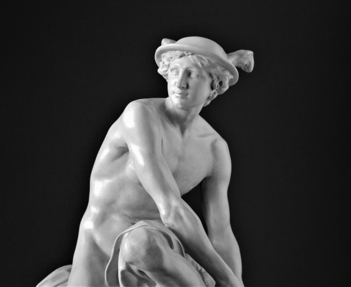 Mercure Attachant Ses Talonnières, d'Aprés Jean-baptiste Pigalle, Atelier De Moulage Du Louvre-photo-1