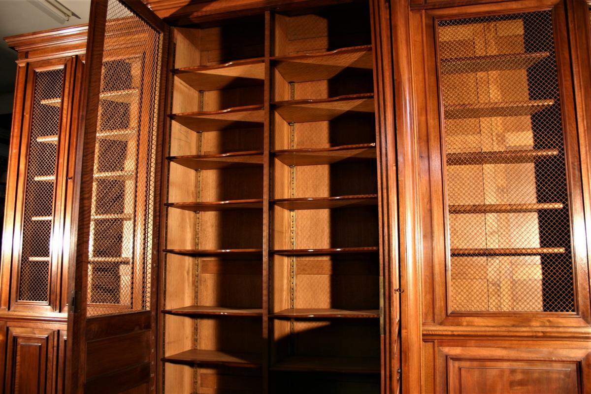 Grande Bibliothéque à Ressaut En Noyer, Fin Du XIXeme Siècle-photo-4