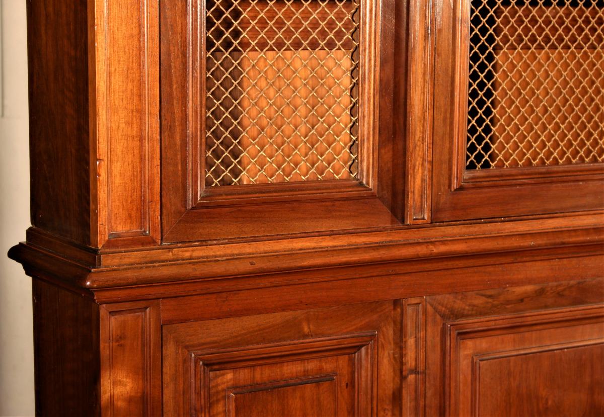 Grande Bibliothéque à Ressaut En Noyer, Fin Du XIXeme Siècle-photo-2