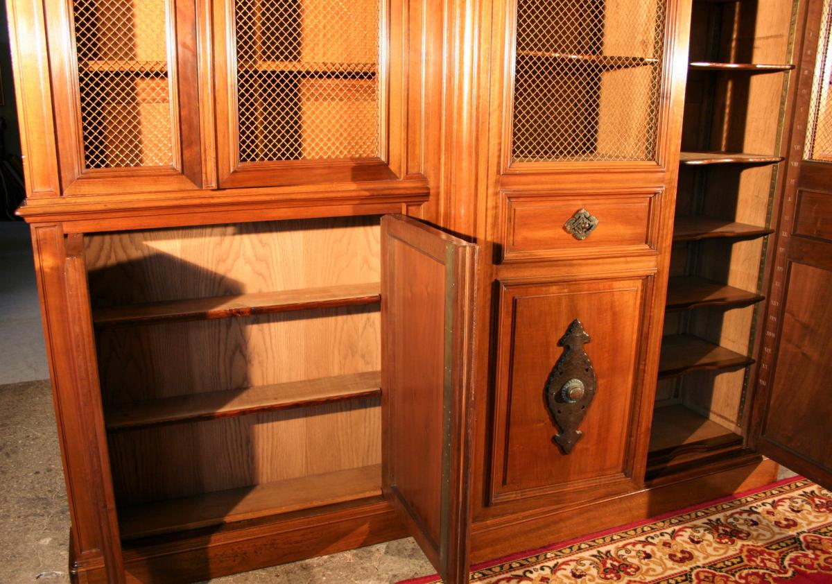 Grande Bibliothéque à Ressaut En Noyer, Fin Du XIXeme Siècle-photo-7