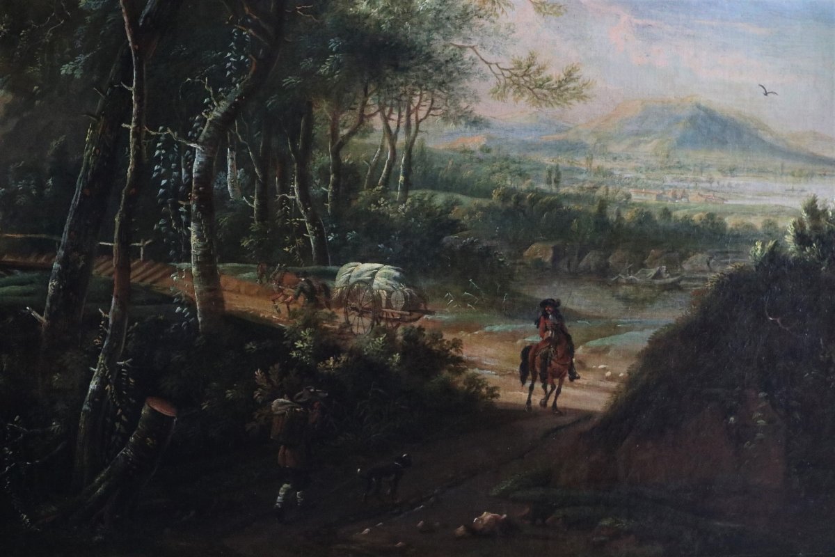 "la Cascade", Huile Sur Toile,école Hollandaise Du XVIIIeme Siécle-photo-3