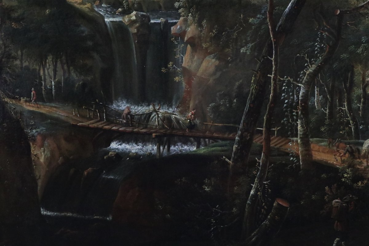 "la Cascade", Huile Sur Toile,école Hollandaise Du XVIIIeme Siécle-photo-4