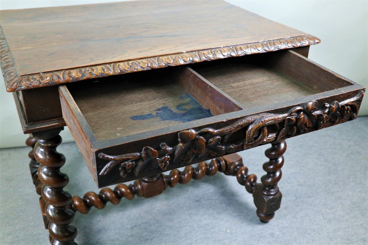 Petite Table En Chêne, Style Louis XIII, époque XIXeme Siècle-photo-2
