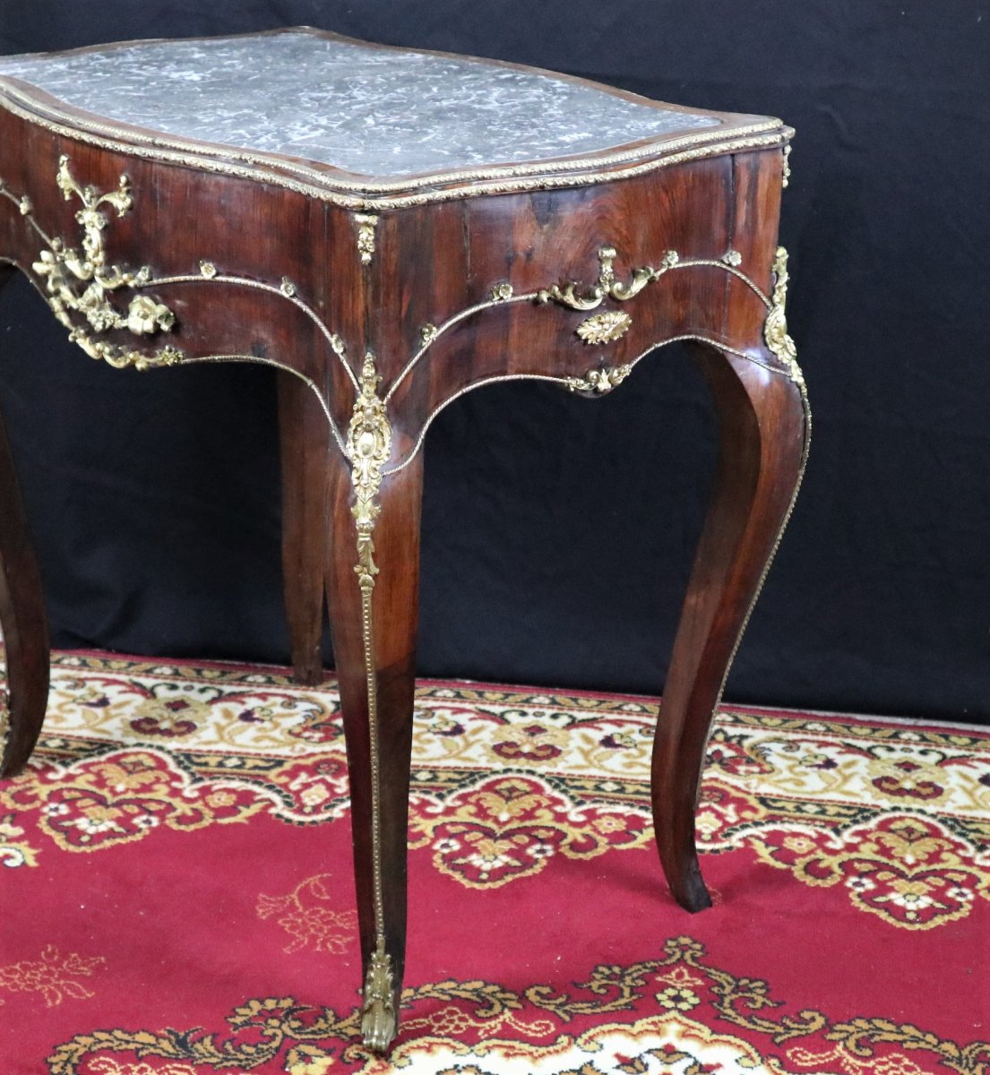 Louis XV Style Table With Marble Top-photo-2