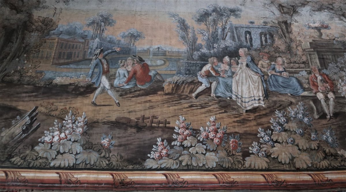 Trés Grande Huile Sur Toile, Fresque Dans Le Goût Du XVIIIeme Siècle, 264x672cm-photo-2
