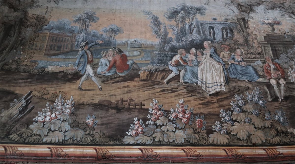 Very Large Oil On Canvas, Fresco In The Taste Of The Eighteenth Century, 264x672cm-photo-2