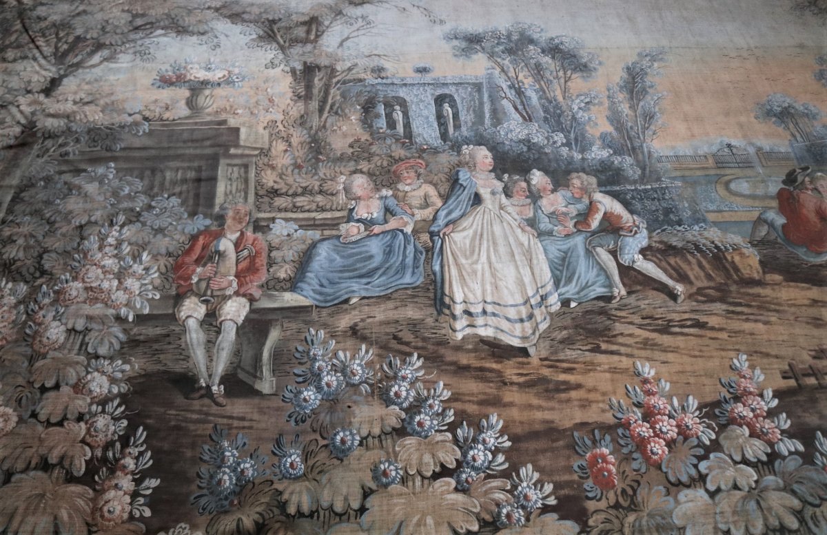 Very Large Oil On Canvas, Fresco In The Taste Of The Eighteenth Century, 264x672cm-photo-4
