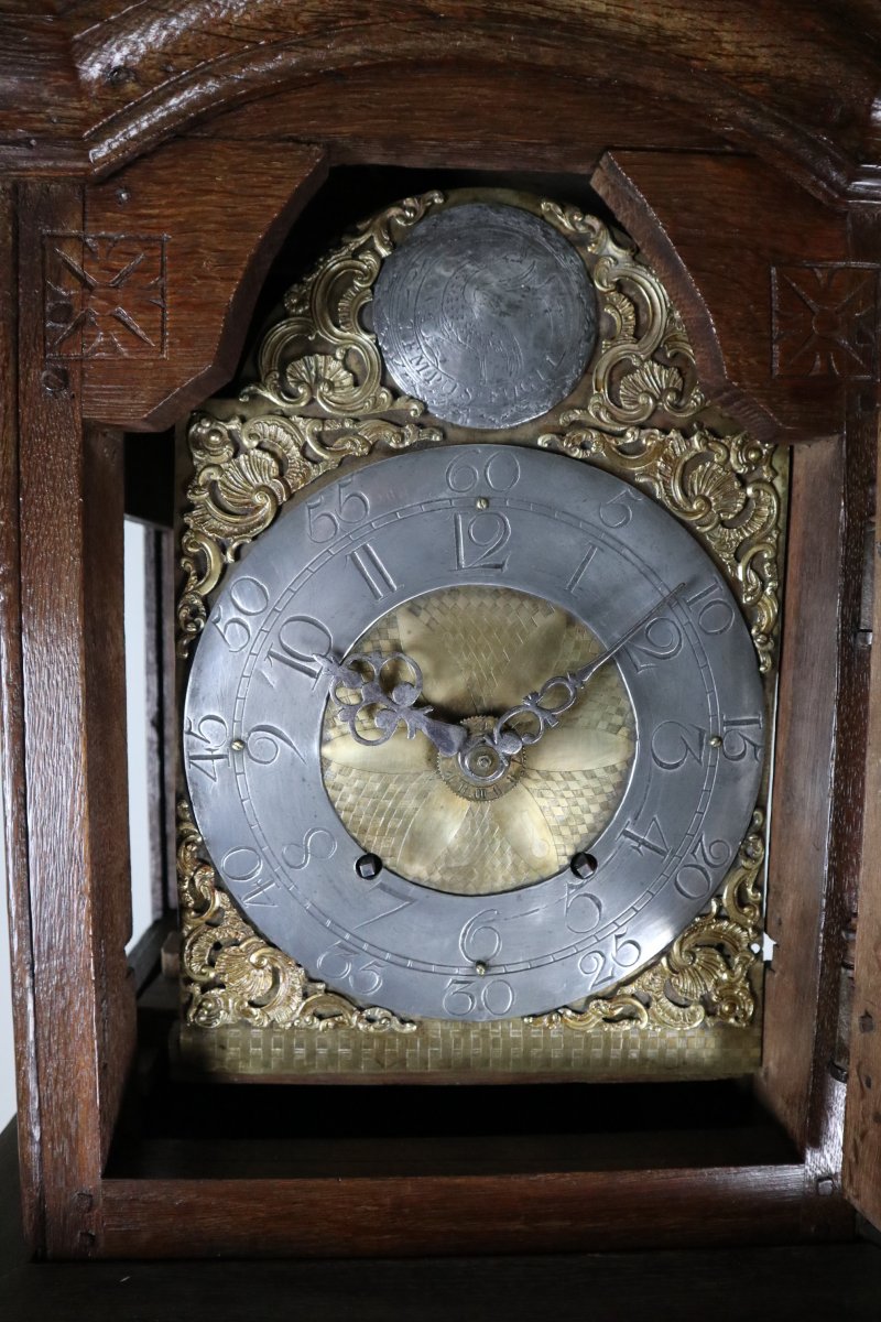 Horloge De Parquet En Chêne Sculpté, Mouvement XVIIIeme-photo-2