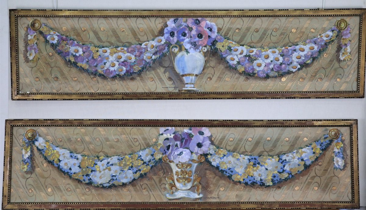 Pair Of Decorative Panels By Geoges Ritleng, Signed, Dated 1929.