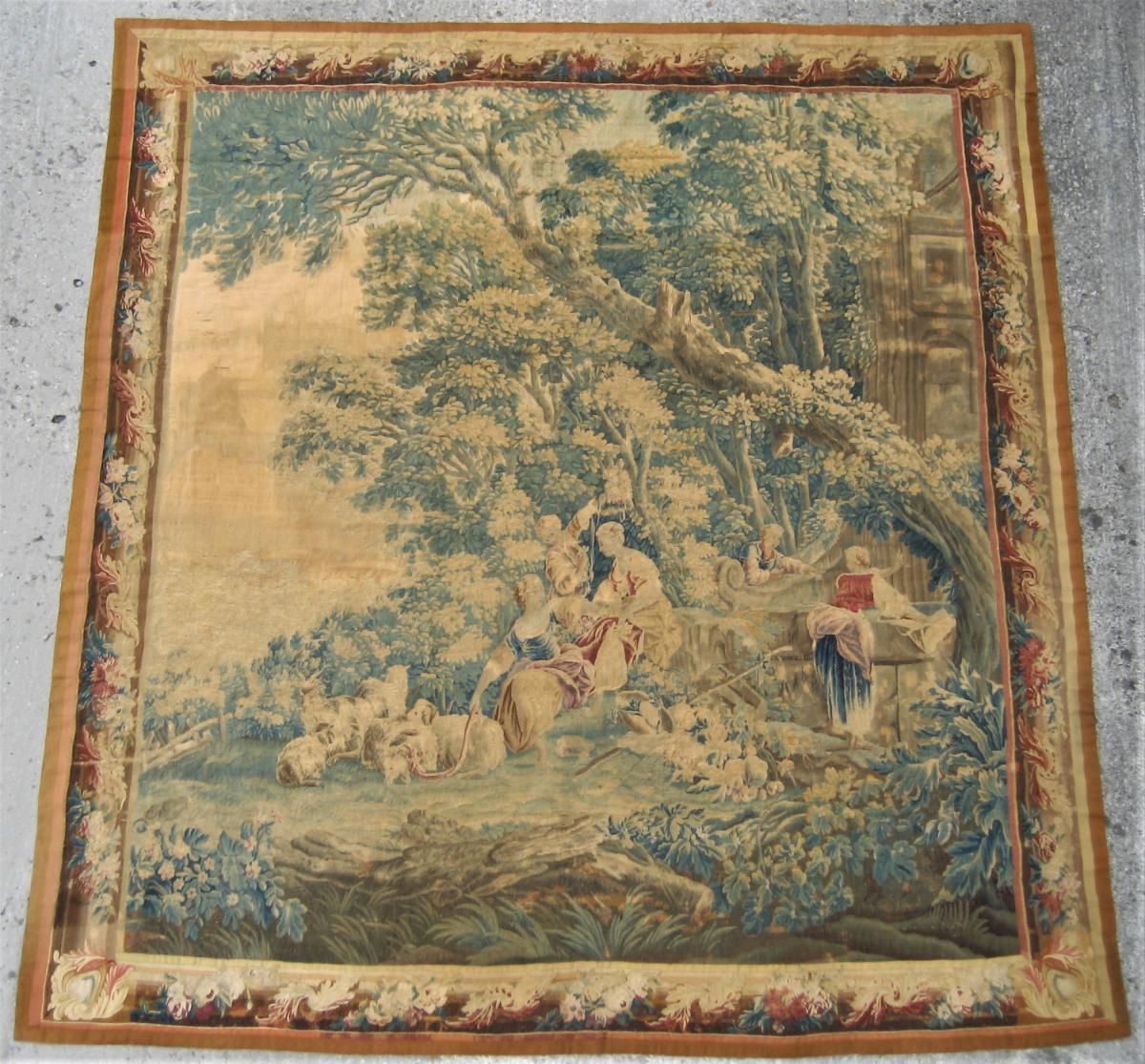 Aubusson Tapestry, XVIIIth Century, Pastoral Scene