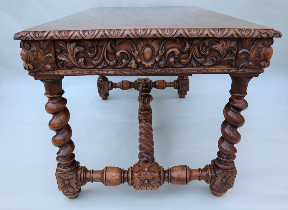 Large Middle Table In Carved Oak Louis XIII Style-photo-2