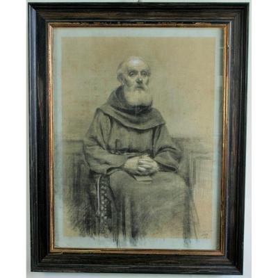 Sitting Monk, Charcoal Heightened With Chalk White, Guy Signed, April 1912