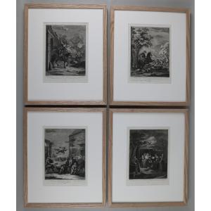 Don Quixote Suite Of 31 Engravings By Charles Coypel, 18th Century, In A Modern Frame