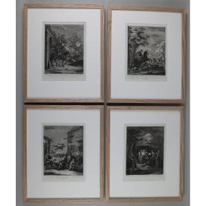 Don Quichotte Suite De 31 Gravures Par Charles Coypel, XVIIIeme , Dans Un Encadrement Moderne