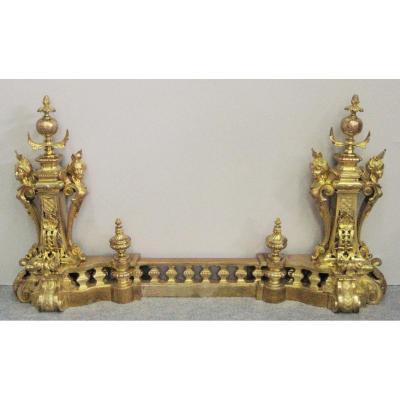 Chenêts Napoleon III Gilt Bronze