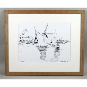 Jean-Jacques MORVAN, encre de Chine sur papier, Brest 92.