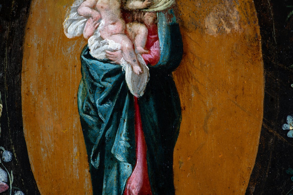 Virgin And Child In A Floral Garland - Circle Of Andries Daniels (c. 1580–after 1640)-photo-8