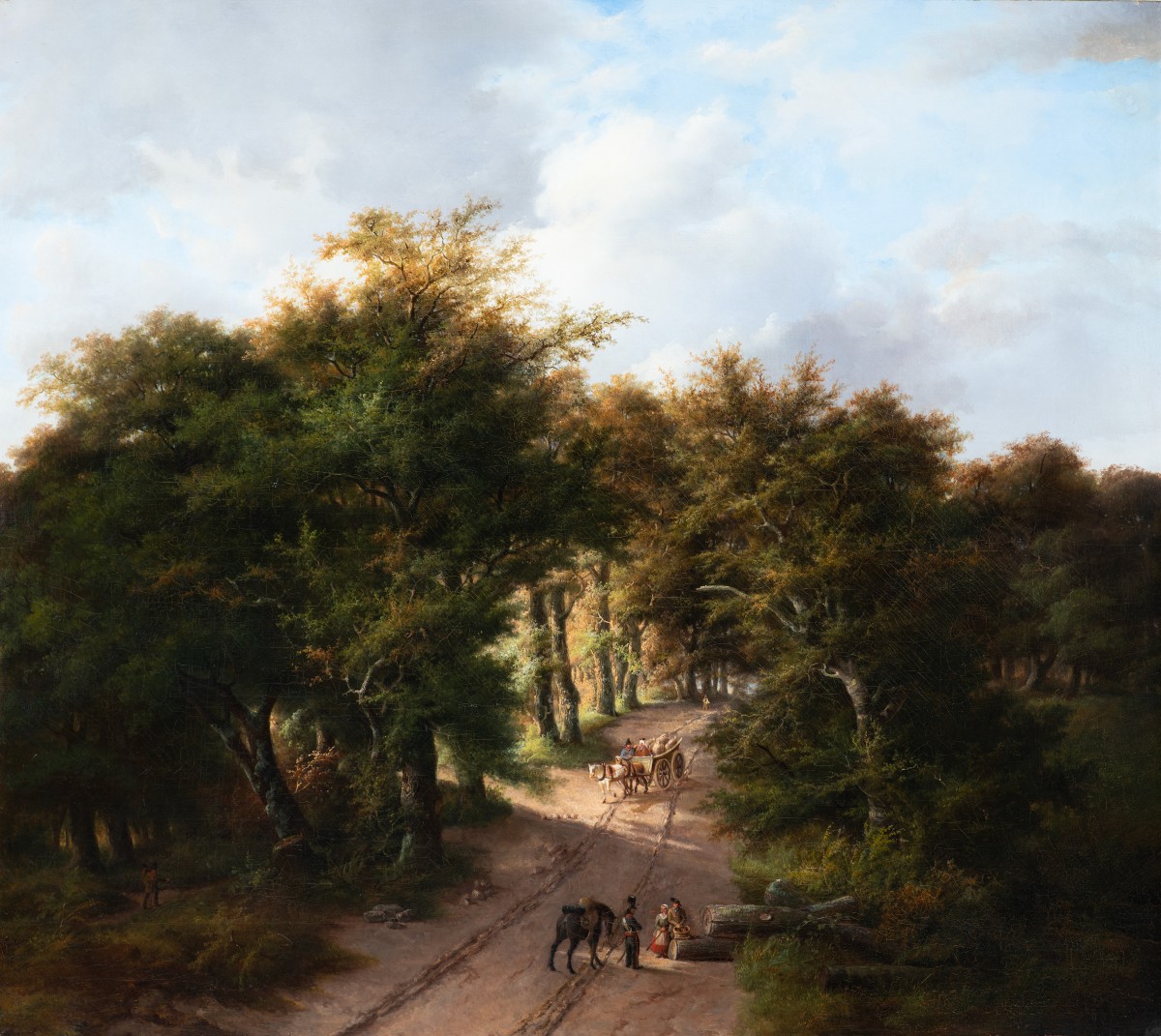 Barend Cornelis Koekkoek (1803–1862) (cercle de) - Paysage Boisé Avec des Personnages-photo-2