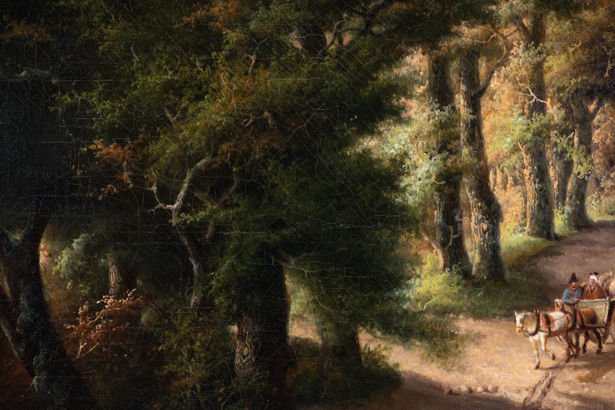 Barend Cornelis Koekkoek (1803–1862) (cercle de) - Paysage Boisé Avec des Personnages-photo-2