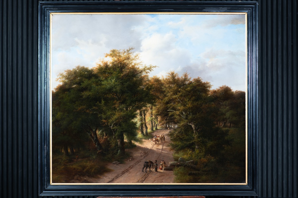 Barend Cornelis Koekkoek (1803–1862) (cercle de) - Paysage Boisé Avec des Personnages