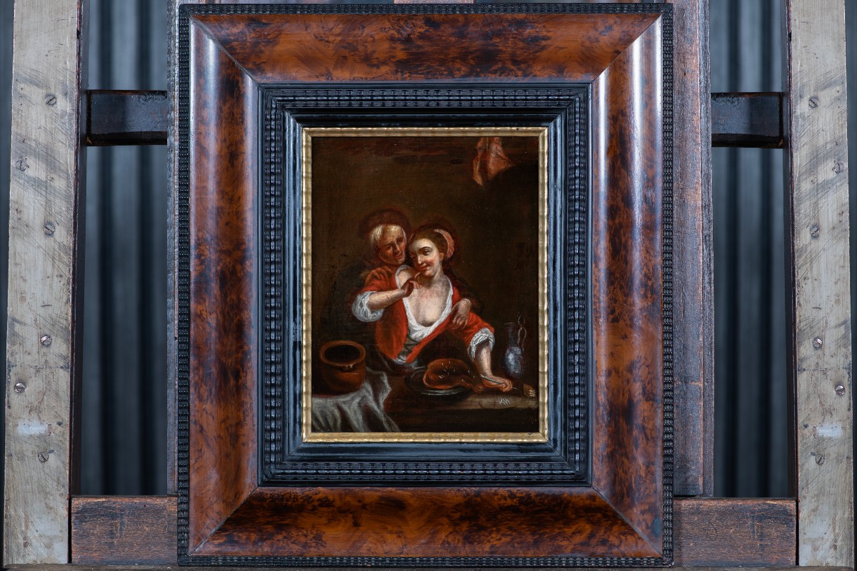 Willem van Mieris (1662-1747)  (suiveur XVIIe–XVIIIe siècle) – L’Aubergiste amoureux