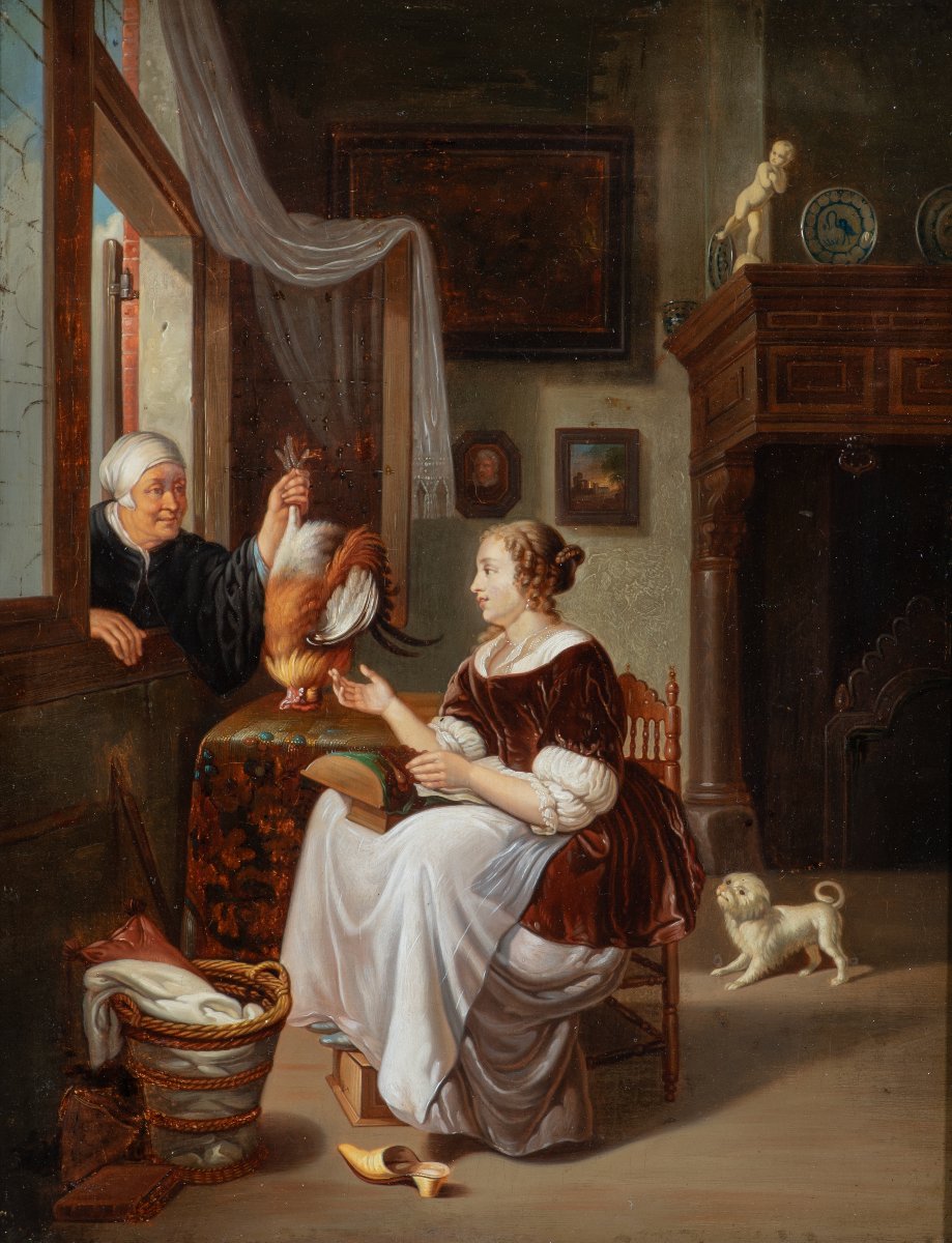 Pieter Cornelisz. van Slingelandt (1640–1691), suiveur des XVIIIe–XIXe siècles - La Dentellière-photo-3