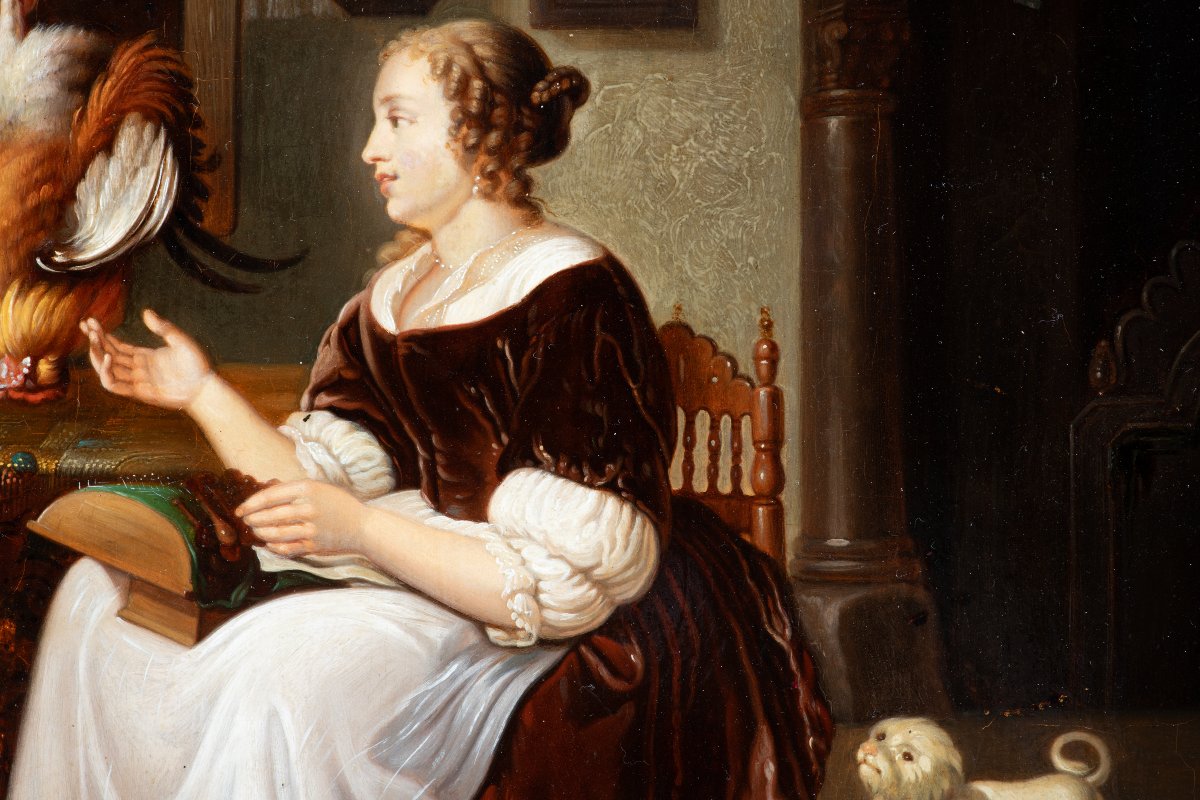 Pieter Cornelisz. van Slingelandt (1640–1691), suiveur des XVIIIe–XIXe siècles - La Dentellière-photo-3