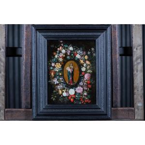 Vierge à l’Enfant dans une guirlande de fleurs
