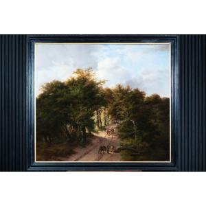 Paysage Boisé Avec des Personnages