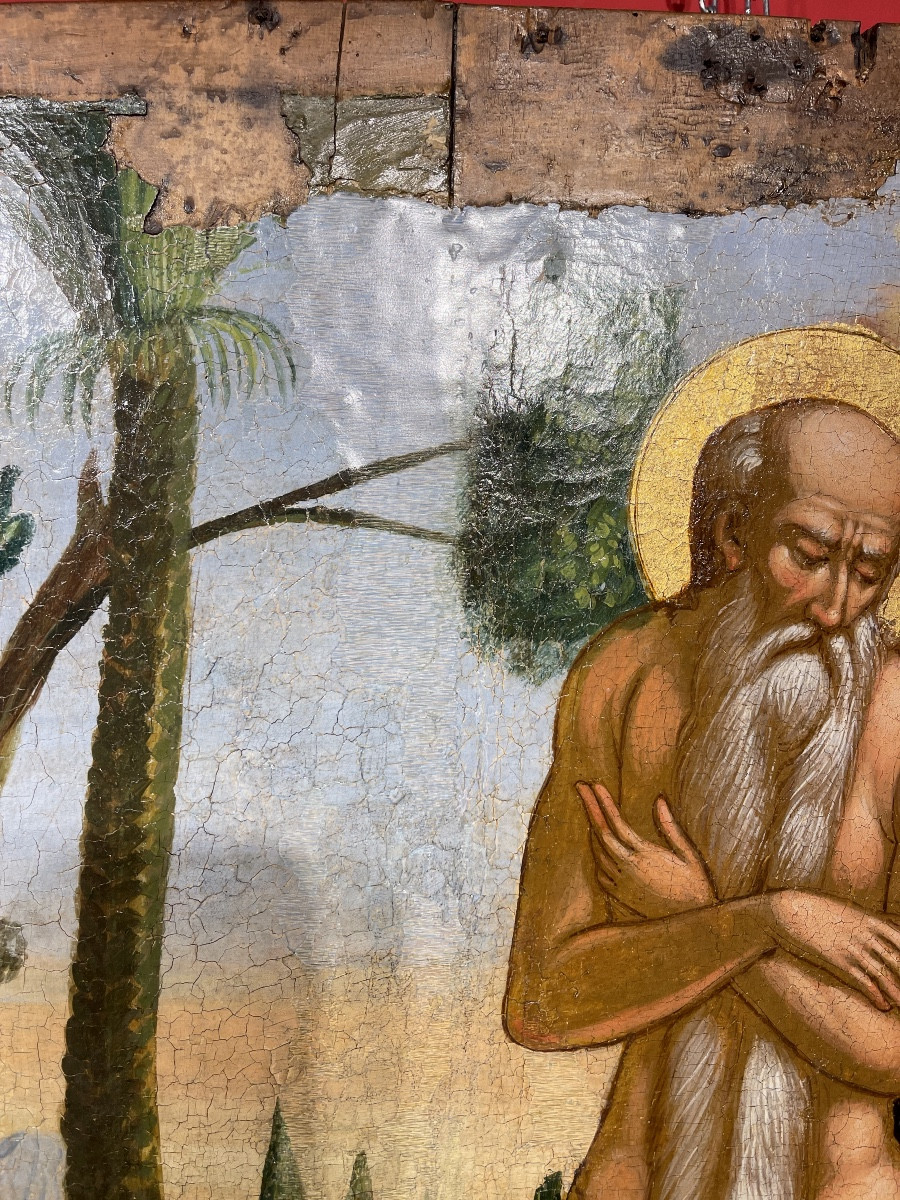 Large 17th Century Icon (tempera) Of The Balkans 'san Onofrio' -photo-7