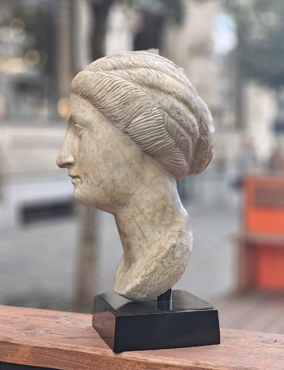 Roman Head young Women marble  2 th cent A.D collection ' CAHN ' -photo-2