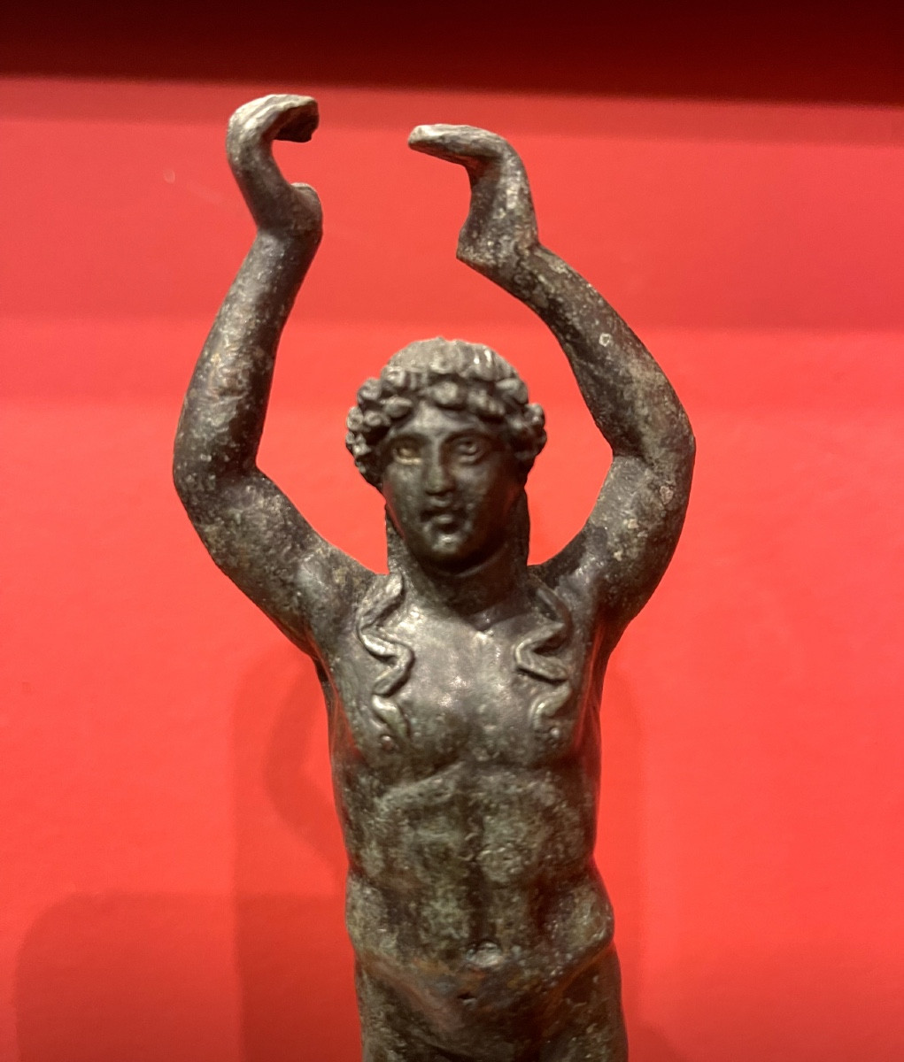 Young Roman Man With Raised Arms, 1st Century Ad (ar & E, 215 Mm). Complete Statuette 