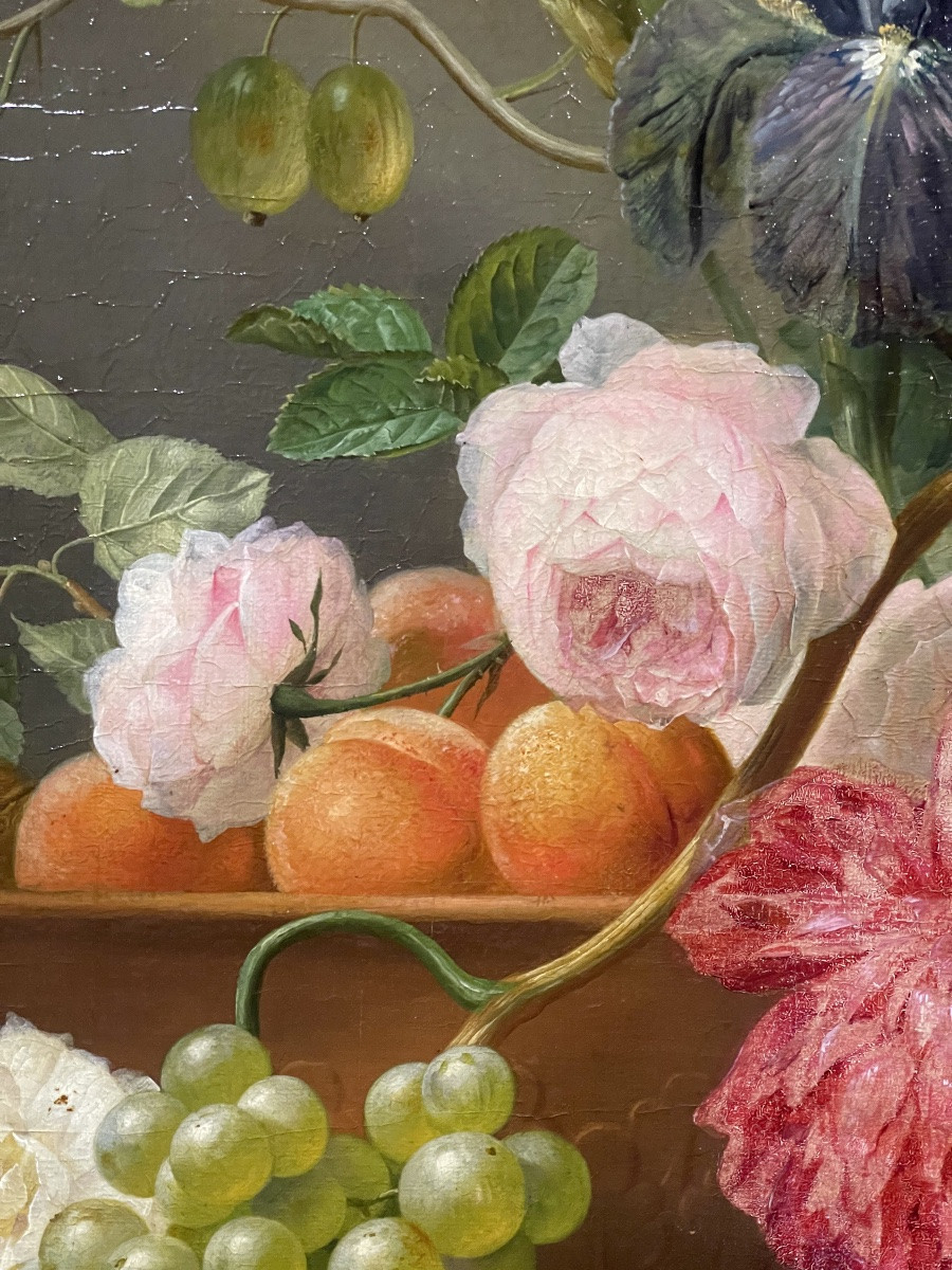 Around The 'van Os' Family, 18th Century, Holland - Oil Study On Paper Mounted On Canvas -photo-3