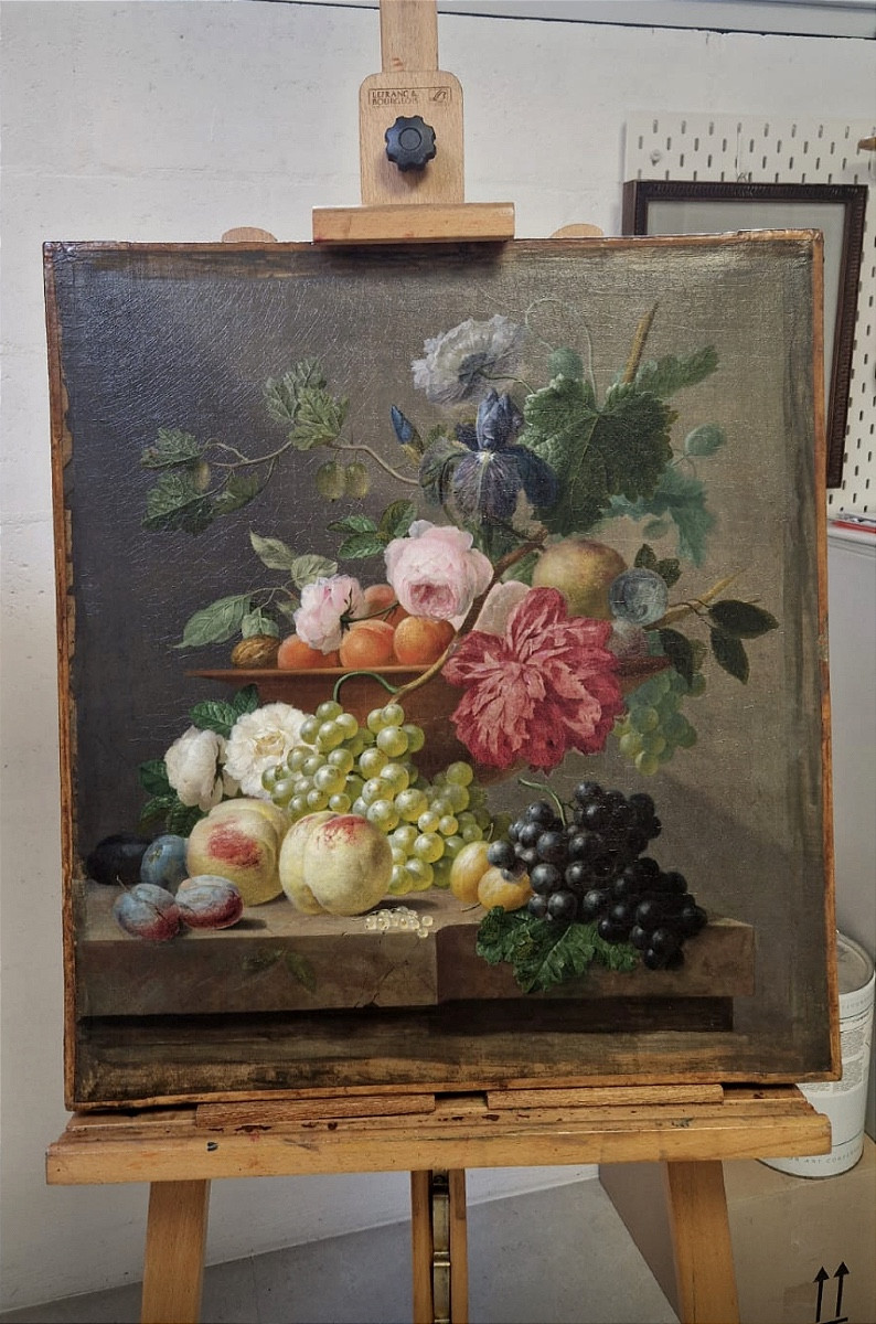 Around The 'van Os' Family, 18th Century, Holland - Oil Study On Paper Mounted On Canvas 