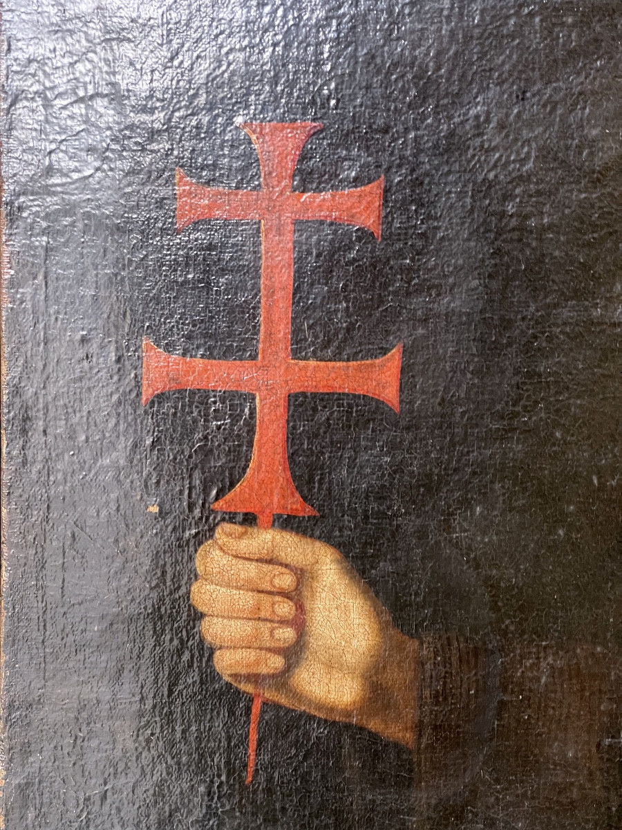 Saint - Francis Of Assisi With The Holy Twilight Cross XVII Century, Seville 197 Cm X 104 Cm  -photo-3