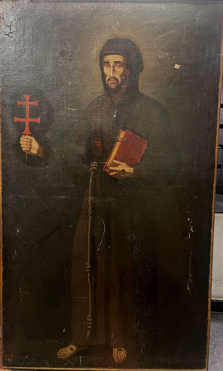 Saint - Francis Of Assisi With The Holy Twilight Cross XVII Century, Seville 197 Cm X 104 Cm  