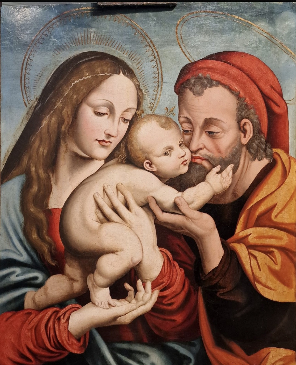 workshop Vincente Masip 1475 - 1545 Valence,  Espagne '  Holly Family ' vers 1510 - 1520  